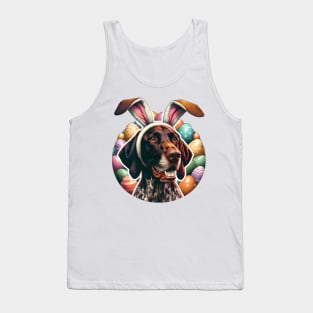 German Shorthaired Pointer Celebrates Easter with Bunny Ears Tank Top